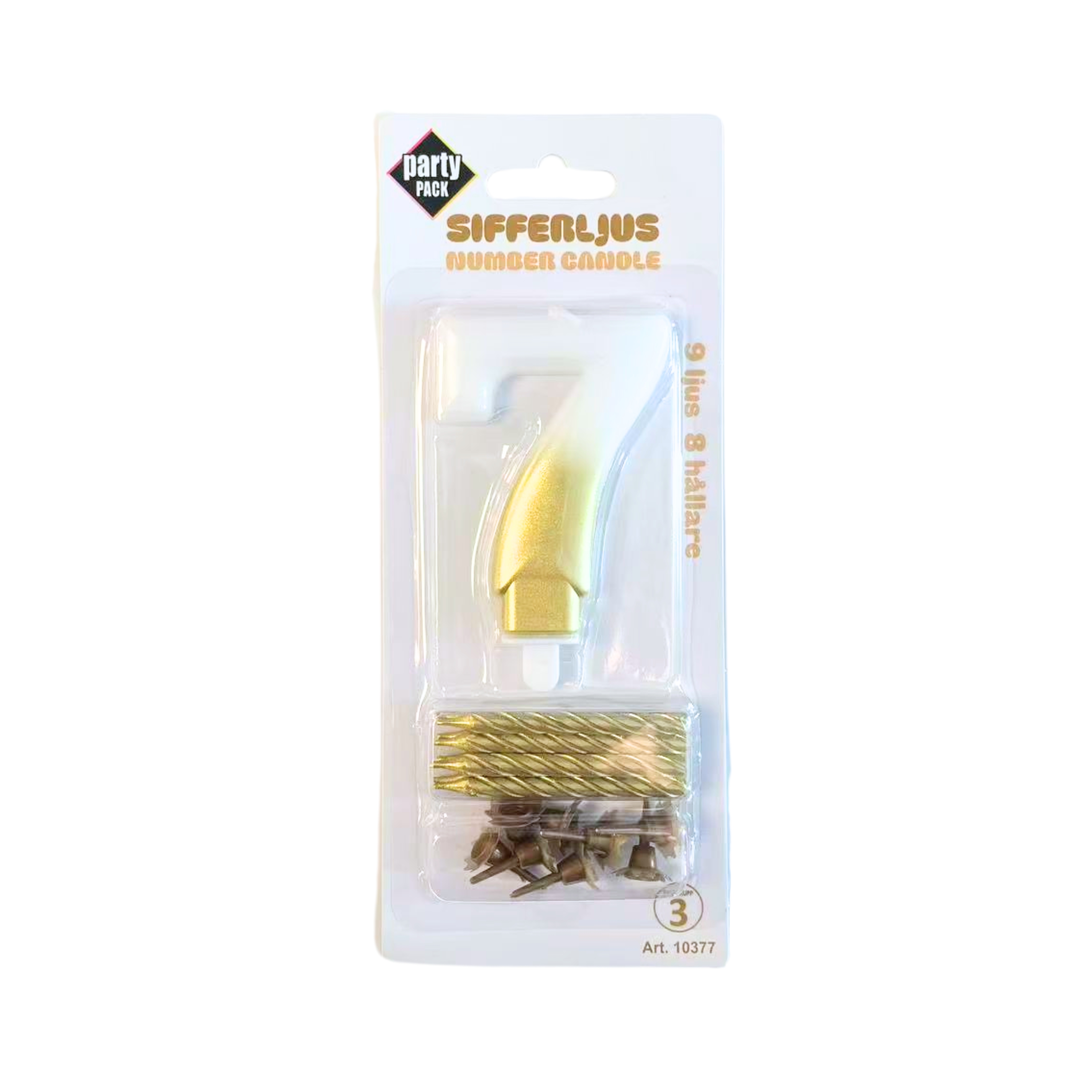 Sifferljus Vit/Guld nr.7